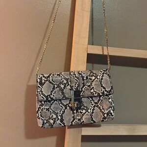 Madison West Black and White Snakeskin Crossbody Bag